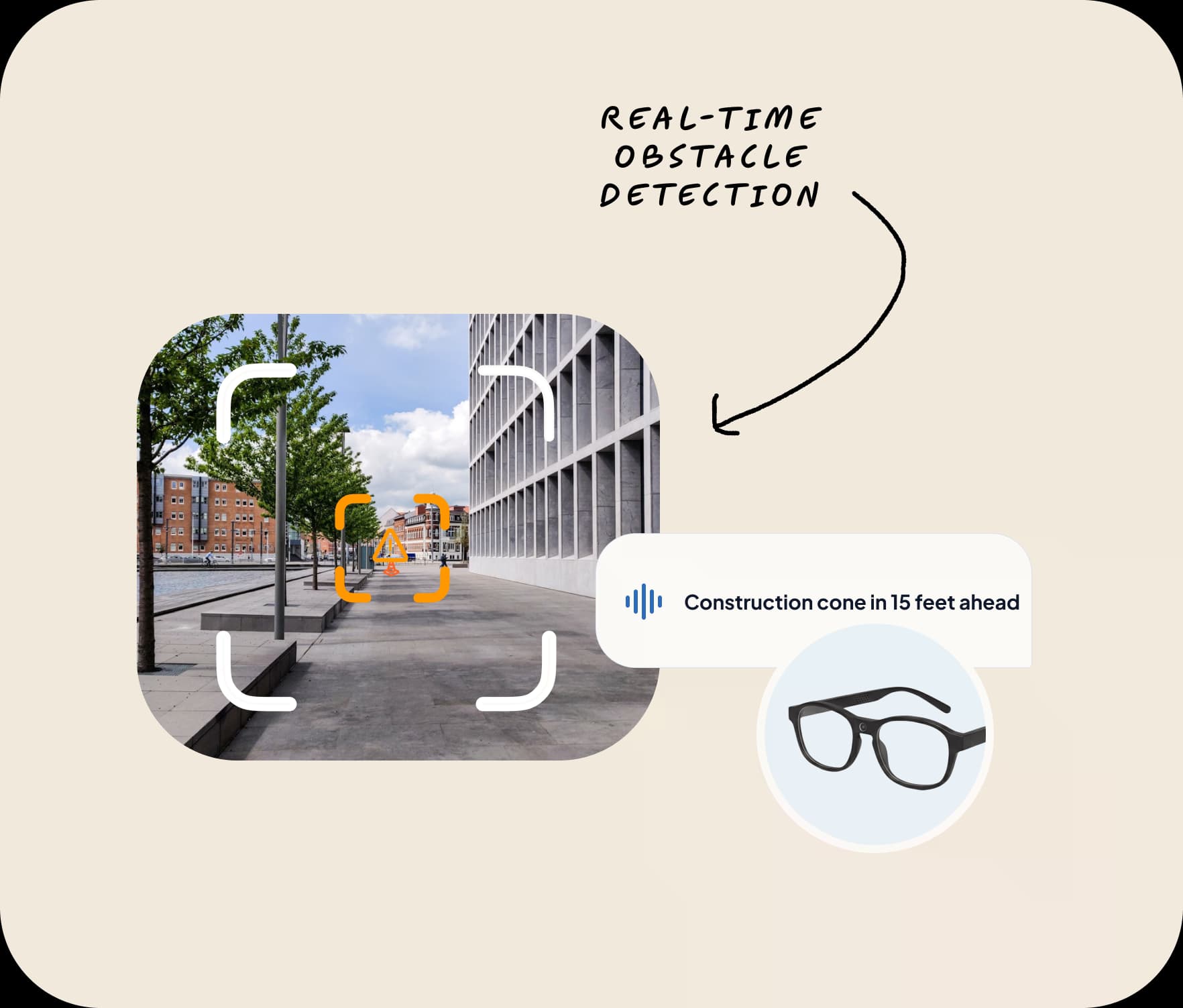 Beacon smart glasses obstacle detection feature visual
