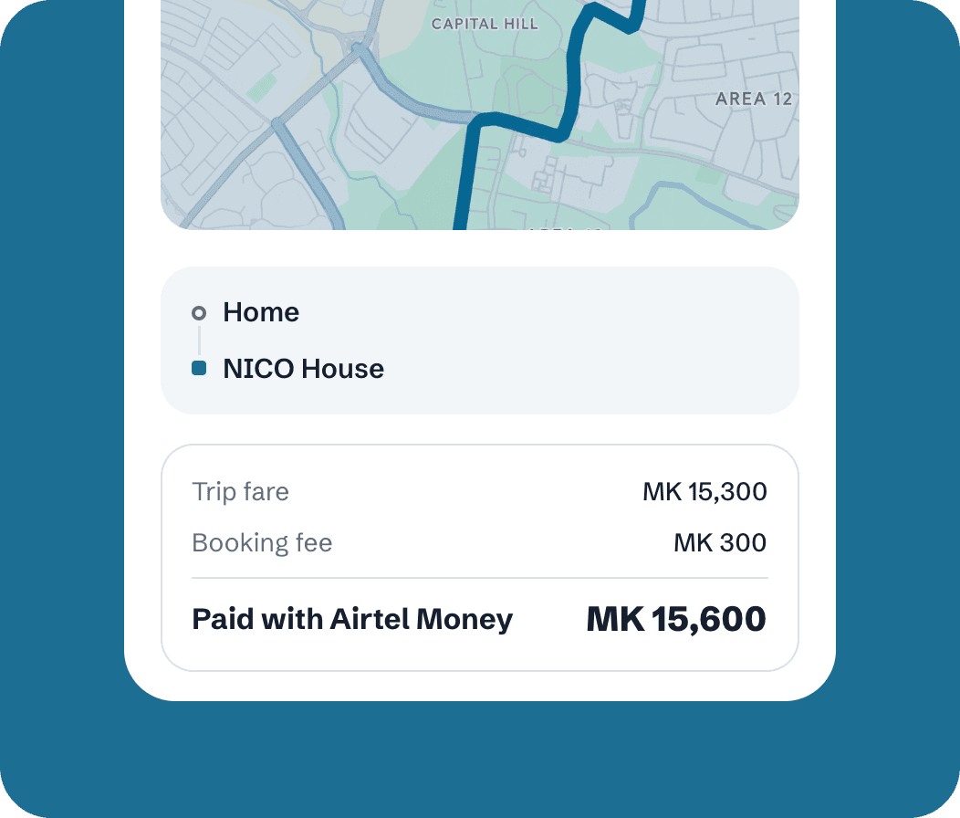 Swift trip receipt screen showing fare breakdown and payment