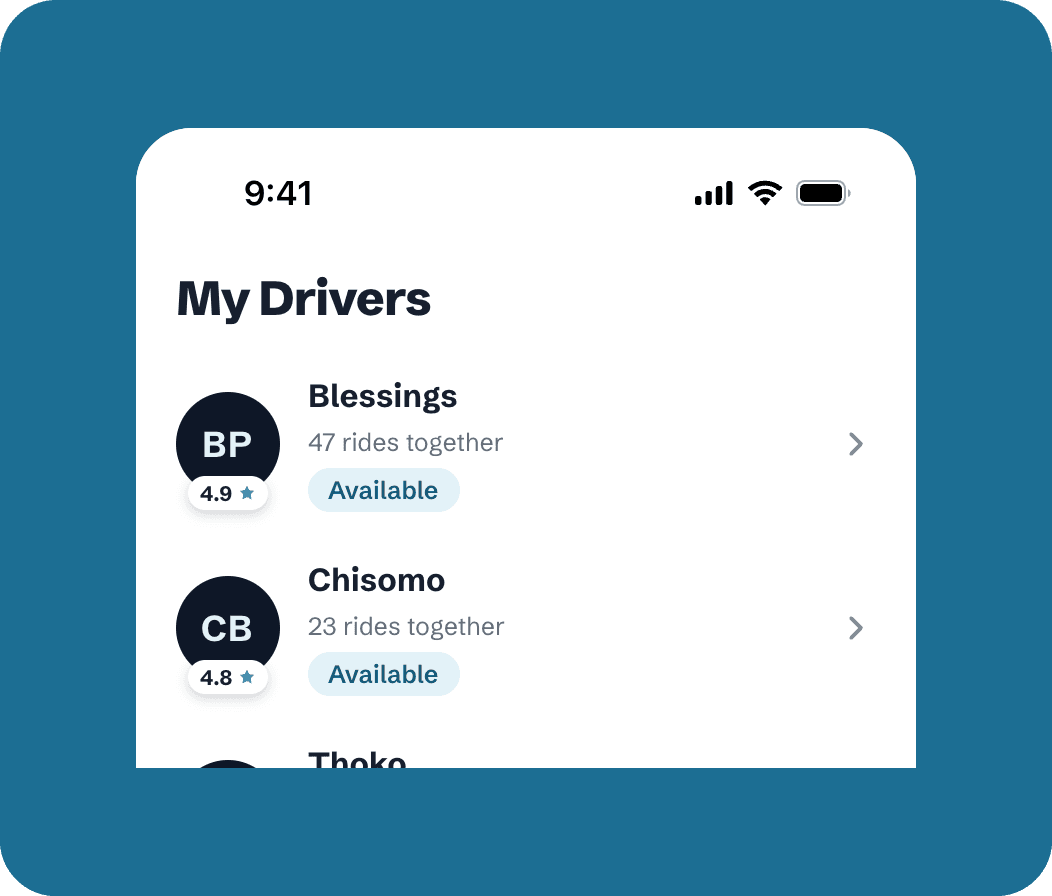 Swift My Drivers screen showing driver availability